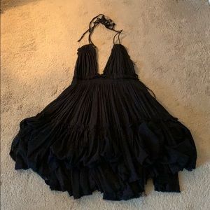 Black backless halter free people dress